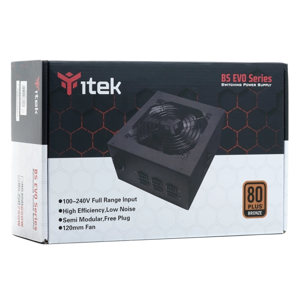 Alimentatore Itek Taurus BS 750 - 750W Output - Semi-Modulare - Ventola FDB 12cm - 80 Plus Bronze - ATX
