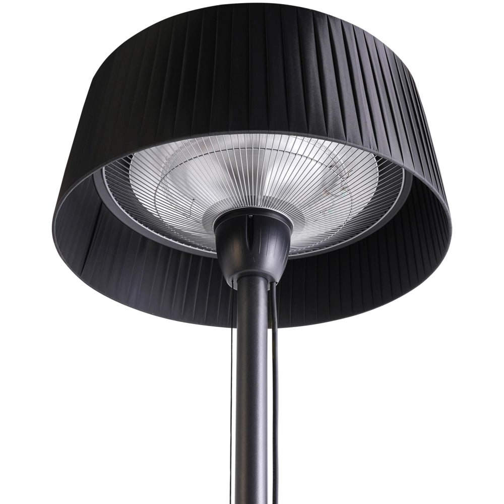 Riscaldatore elettrico per patio in acciaio nero da 1500 W, indipendente, accessori da giardino