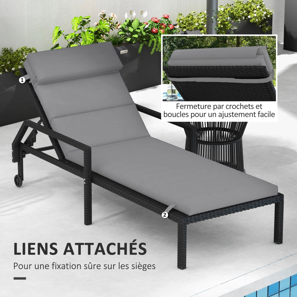 Cuscino per chaise longue da esterno con poggiatesta ¨C zephmum ¨C grigio chiaro 196x63 cm
