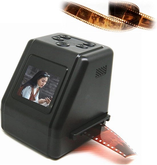 Scanner compatta con lettore di negativi e interfaccia intuitiva per sviluppo e negativi in bianco e nero con schermo da 5 cm