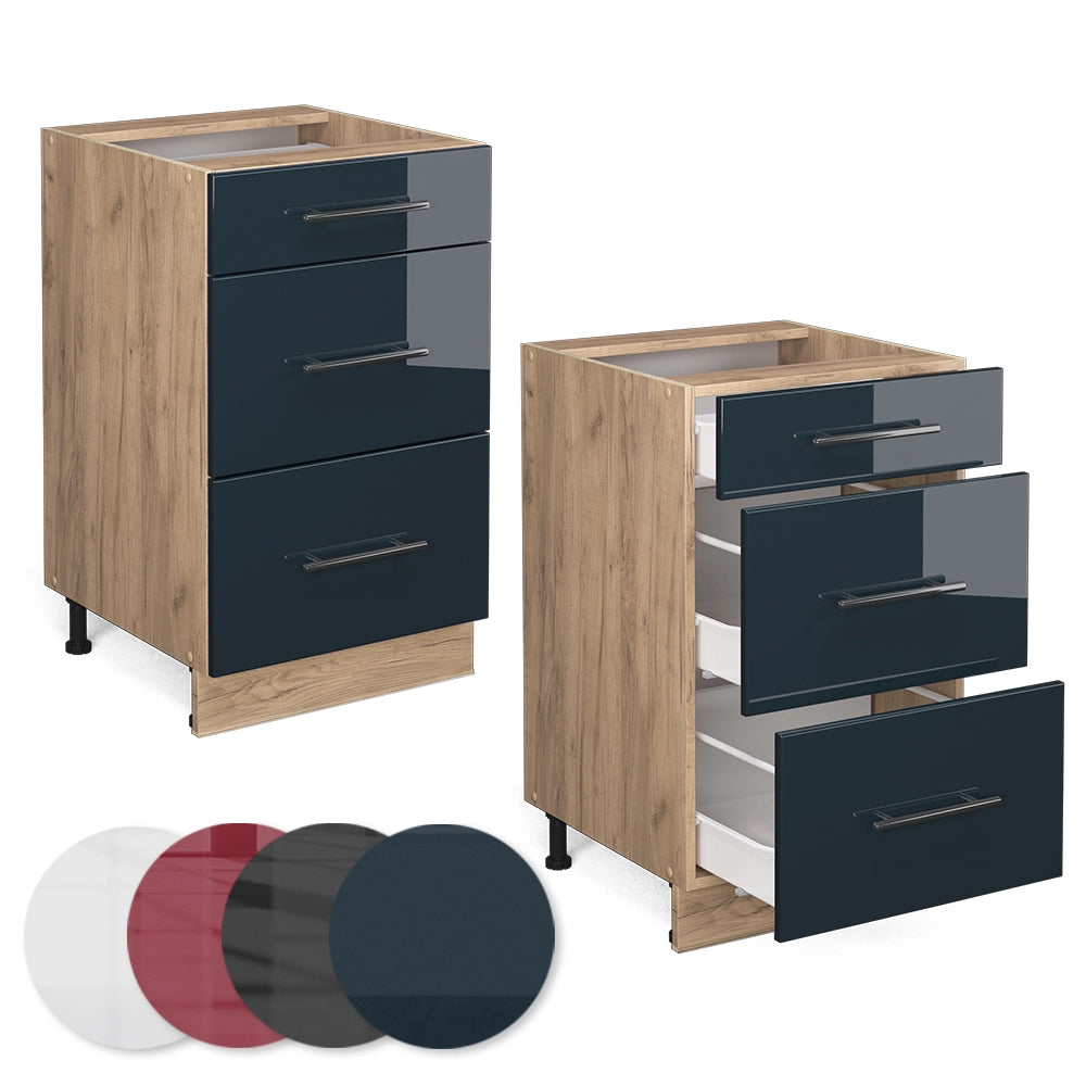 Vicco Mobiletti da cucina  Blu scuro lucido 50 cm , PL Marmo