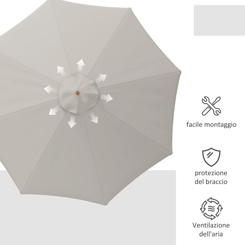 Ombrellone da Giardino Ø325x250 cm in Bambù e Poliestere Grigio