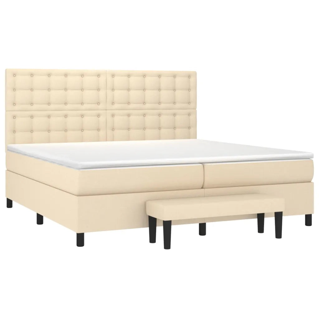 Giroletto a Molle con Materasso Crema 200x200 cm in Tessuto