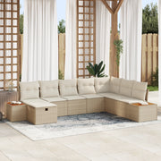 Set Divano da Giardino  8 Pezzi con Cuscini Beige Polyrattan