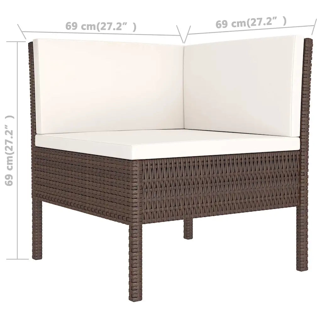 Set Divani da Giardino 6 pz con Cuscini in Polyrattan Marrone 3094351