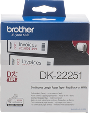 Brother DK-22251 nastro per etichettatrice Nero e rosso su bianco
