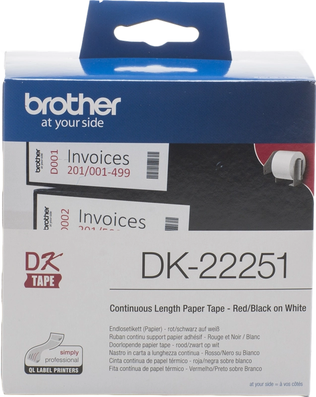 Brother DK-22251 nastro per etichettatrice Nero e rosso su bianco