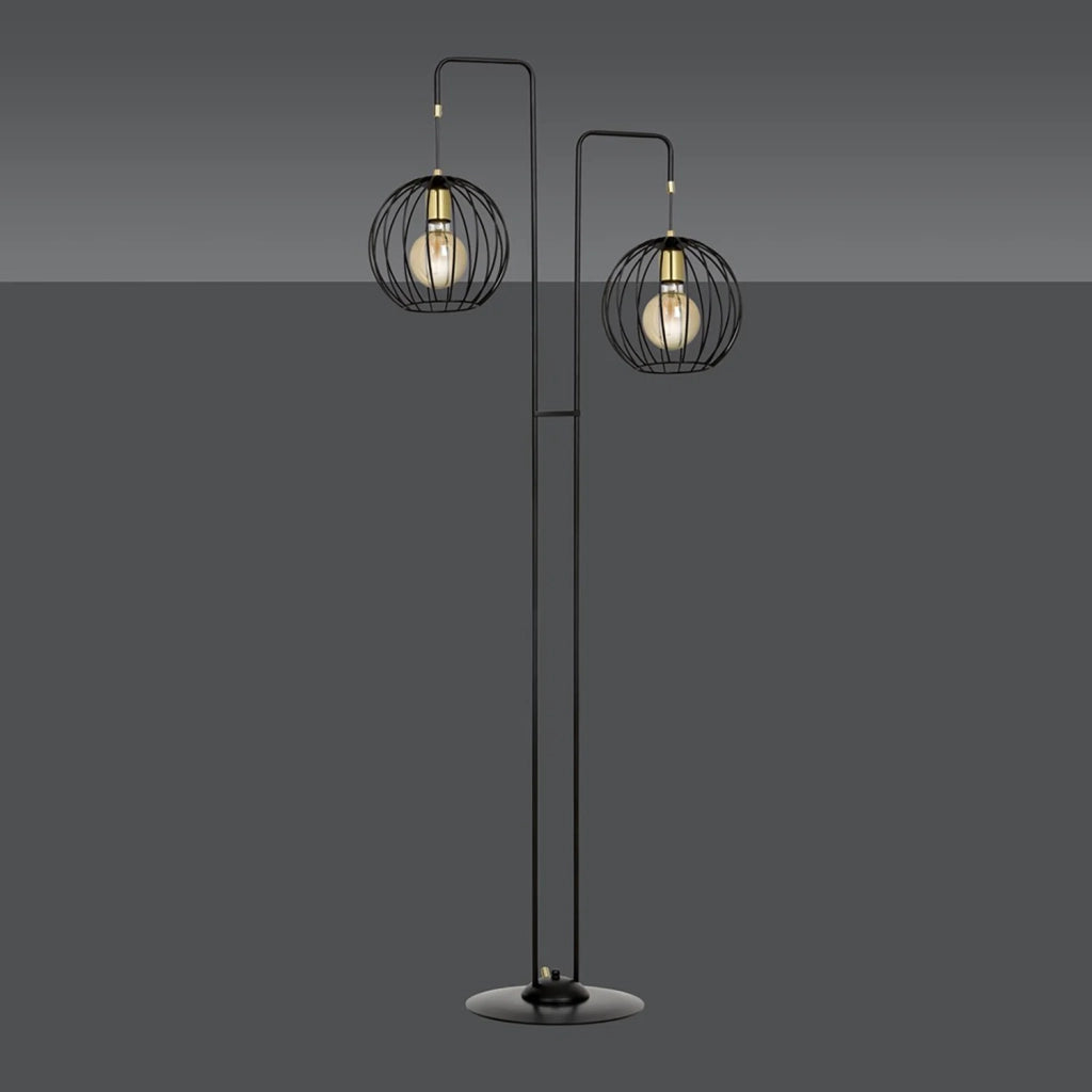 Piantana Contemporaneo Omoikane Acciaio Nero 2 Luci E27 Ip20