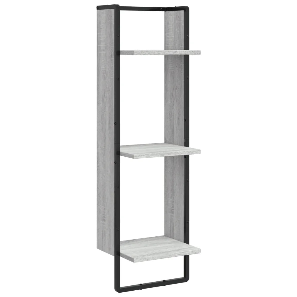 vidaXL Scaffale Parete 3 Ripiani Grigio Sonoma 30x25x100cm Multistrato