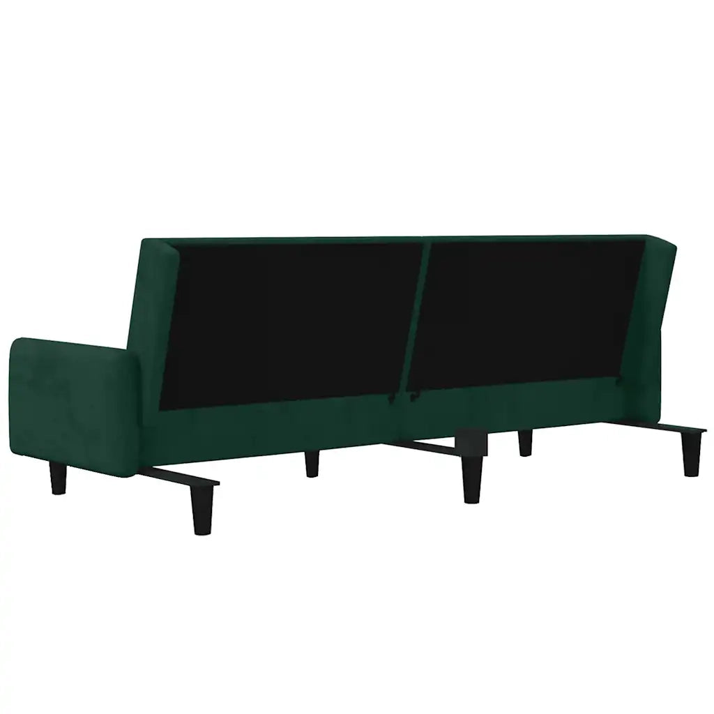 Divano Letto a 2 Posti Verde Scuro in Velluto 375776