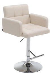 Sgabello Los Angeles in tessuto crema,cromo