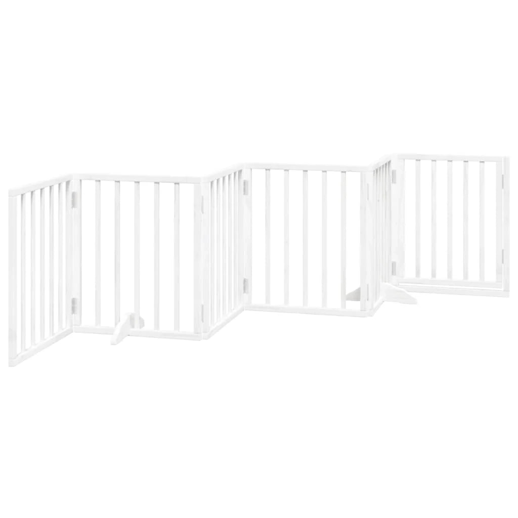 Cancelletto e porta di sicurezza per animali domestici 6 pannelli legno di pioppo bianco 02_0023357