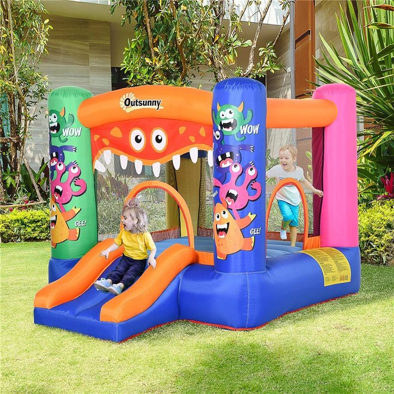 CASA GIOCO GONFIABILE GIGANTE PER BAMBINI CON SCIVOLO E CANESTRO