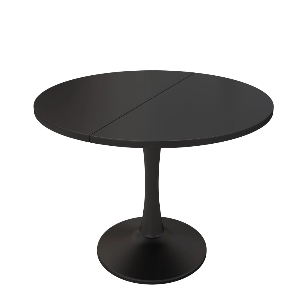 Tavolo da pranzo ovale allungabile ULEVR 140x100x75 cm in MDF e ferro, nero