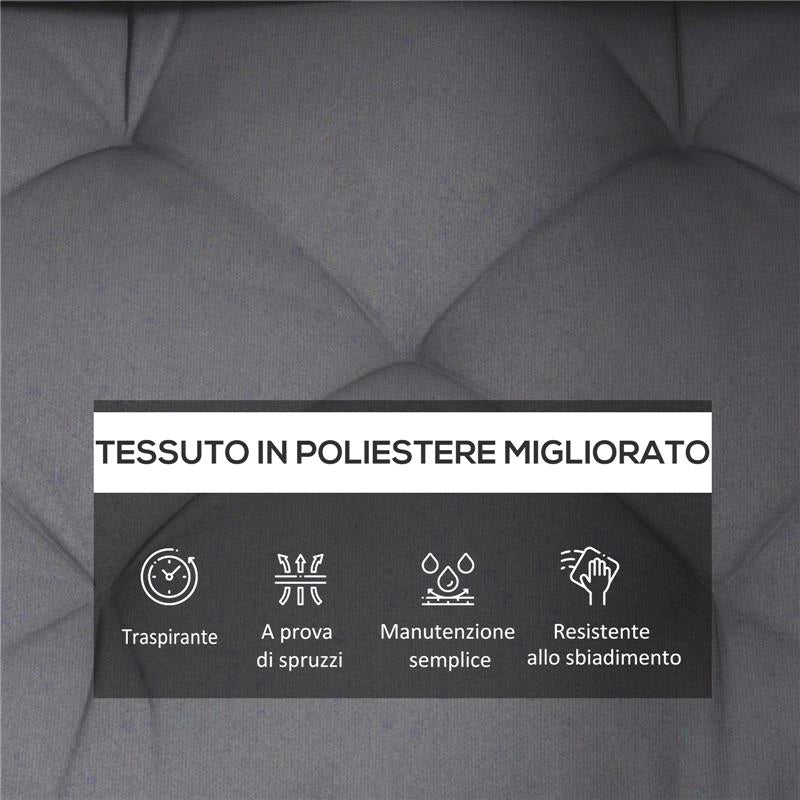 SET 3 CUSCINI DA GIARDINO PER DIVANI E PALLET IN POLIESTERE CON IMBOTTITURA SPESSA, GRIGIO CARBONE