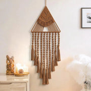 Decorazione per Parete Opknoping Premium con Tessuto Macramè Boho e Punzoni a Tre Angoli - Arte Decorativa Geometrica per la Decorazione di Casa Bohemian