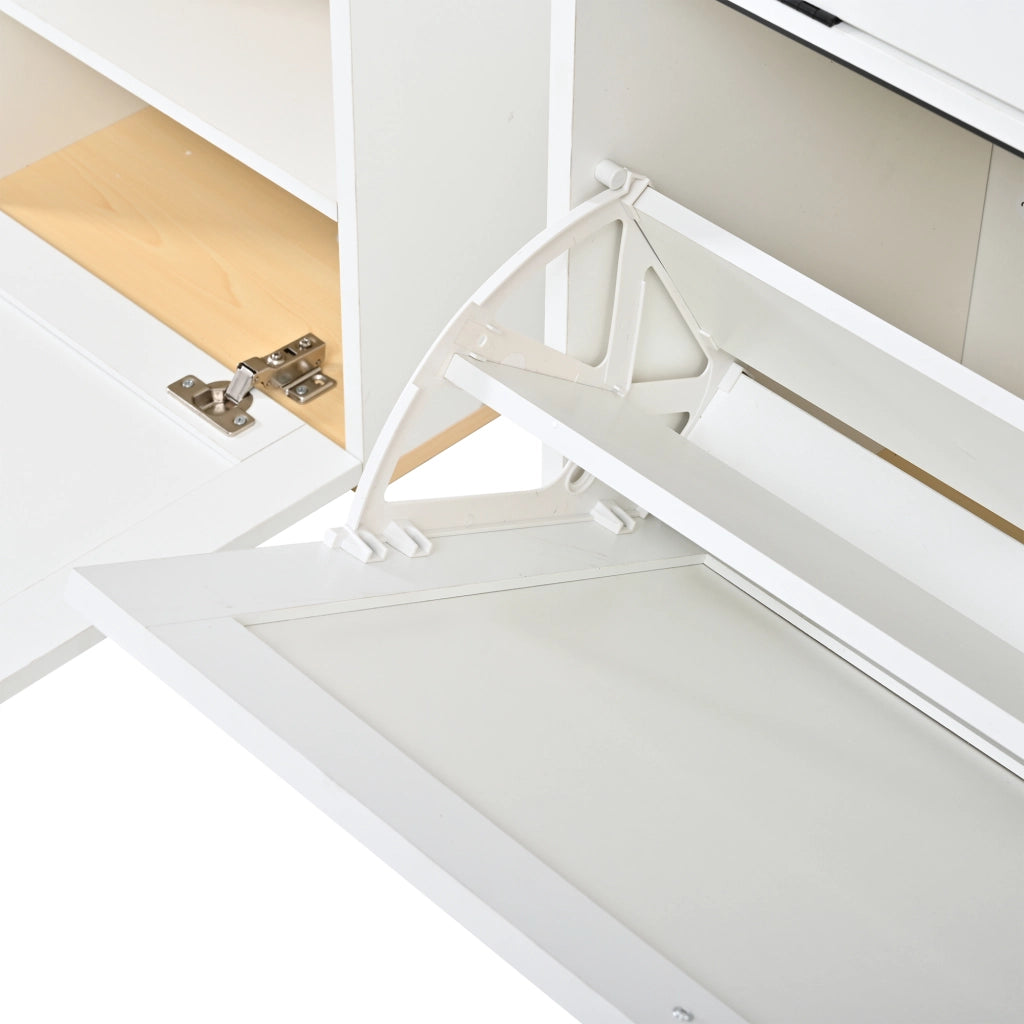 Mobili da ingresso modulari con scarpiera a ribalta, cassetto, specchio e appendiabiti per ingresso 156 × 36 × 176 cm