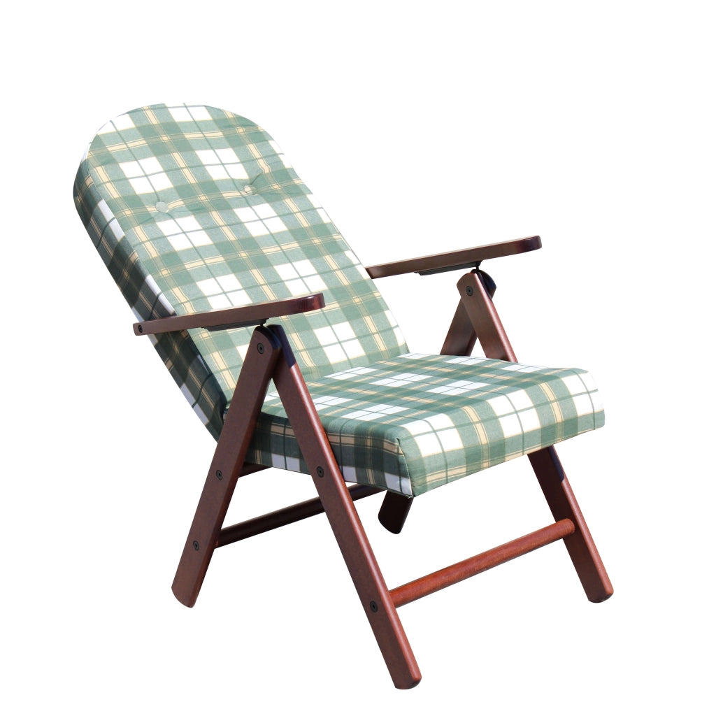 Poltrona Sdraio 4 posizioni con cuscino in Cotone Legno cm 61x75x110 - BURT