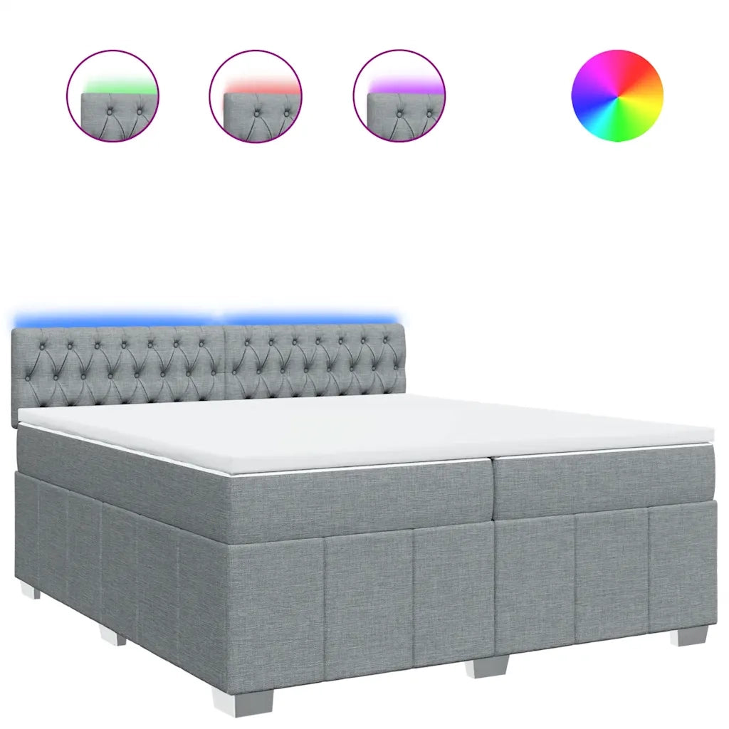 Giroletto a Molle con Materasso Grigio Chiaro 200x200cm Tessuto