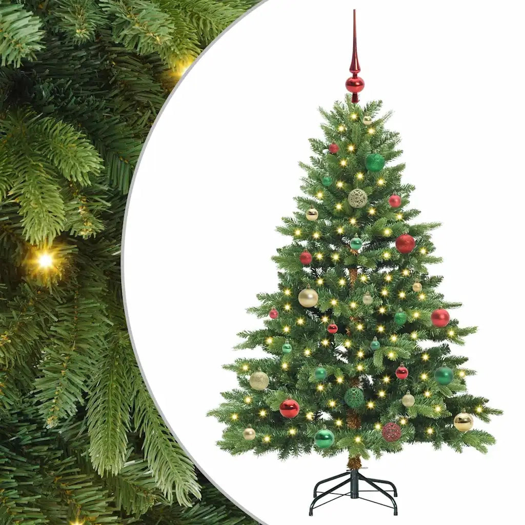 Albero di Natale | Decorazioni natalizie artificiale con 150 LED Verde 150 cm PE e PVC