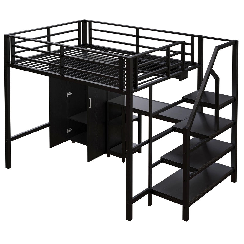 Letto a Soppalco con Scrivania e Armadio ¨C MINIMAL ¨C Nero 140x200