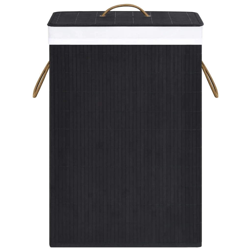 Cesto portabiancheria con una sezione 40 x 30 x 60 cm bambù nero 02_0006204