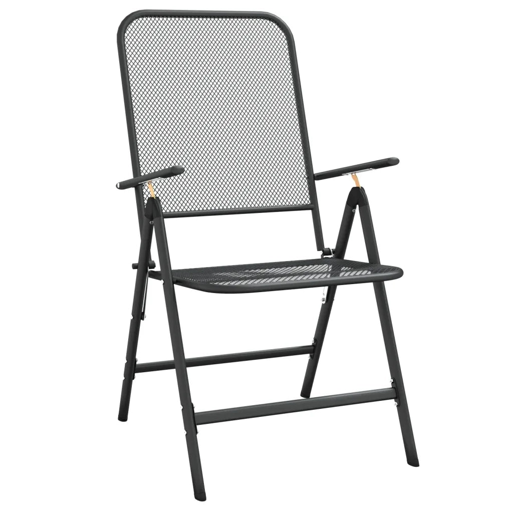 Set da Pranzo per Giardino 5pz | Set Salotto da Giardino Rete Metallica Espansa Antracite