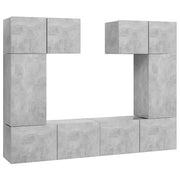 Set di mobili da 6 pezzi tra cui armadio credenza mobile TV televisore per soggiorno camera da letto salotto legno ingegnerizzato grigio 02_0024317