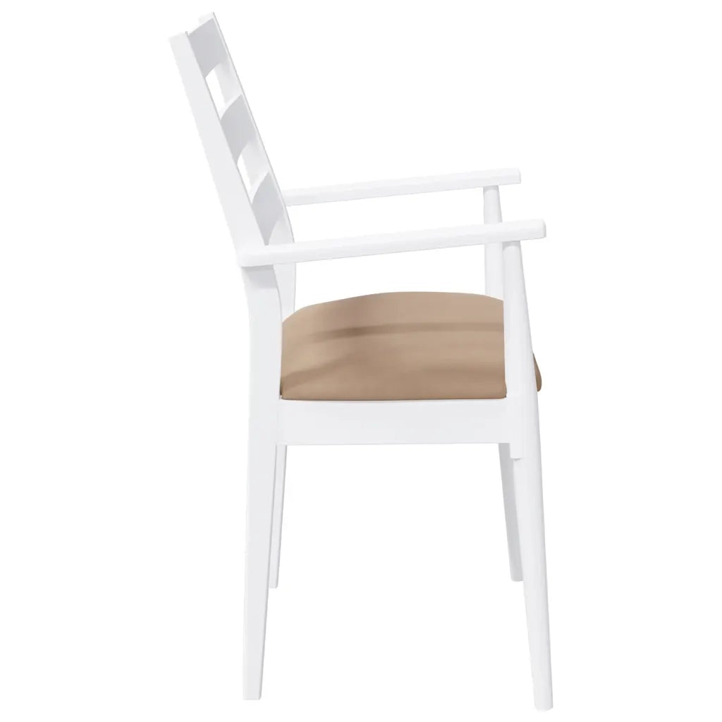 Sedie da Pranzo con Cuscini 2 pz Bianco Legno Massello di Hevea 4102475