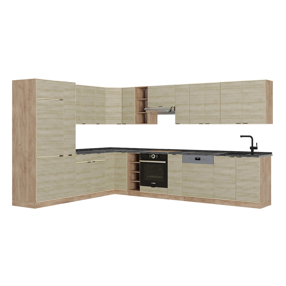 Vicco Cucina angolare completa Pannello in rovere/rovere goldkraft 347 x 257 cm , PL Antracite
