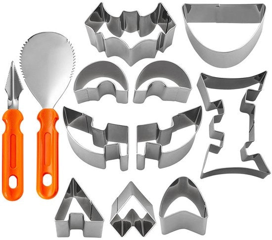 Set di taglieri per zucchine da 12 pezzi per bambini e adulti, attrezzatura per Halloween, 23 pezzi di stampe in acciaio inox