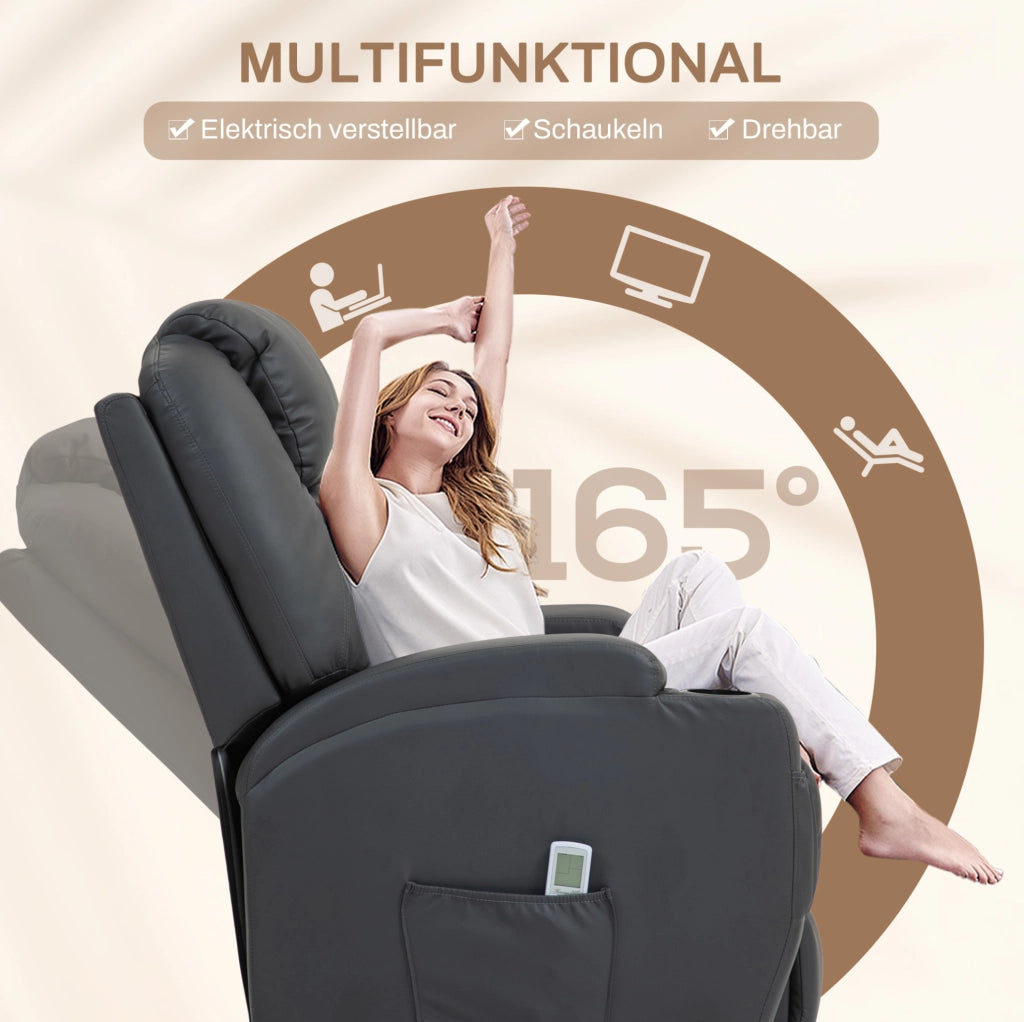 Poltrona relax massaggiante reclinabile grigio scuro