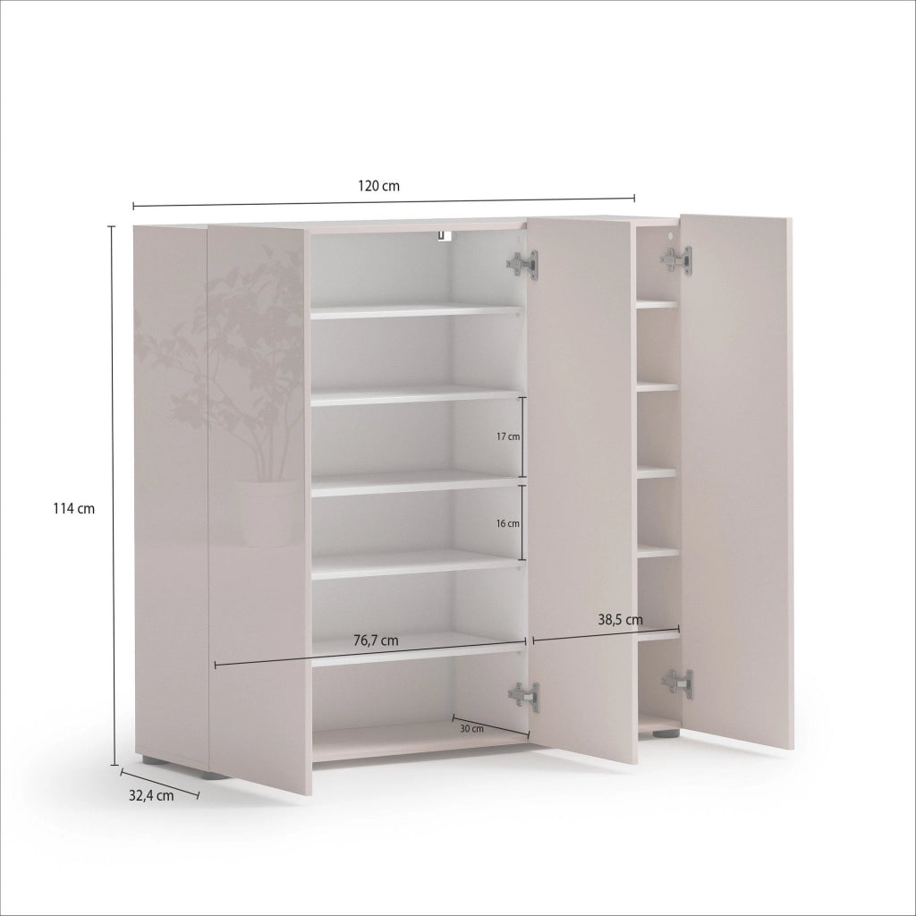 Mobile Portascarpe Sotto, Scarpiera 24 Paia Made in Italy, 120x34x115h cm Grigio Tortora