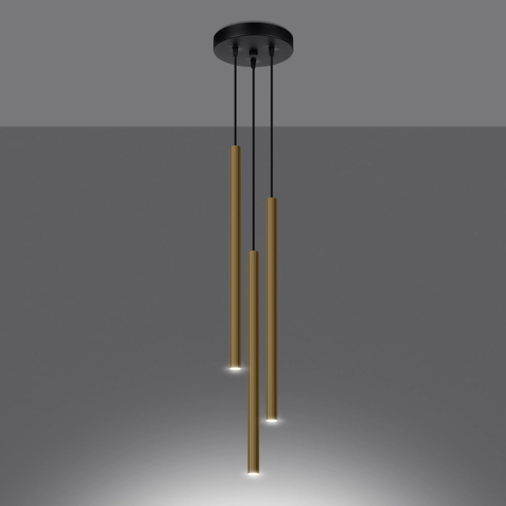 Lampada da soffitto moderna in acciaio a 3 luci color verde oceano PATELO, oro lucido