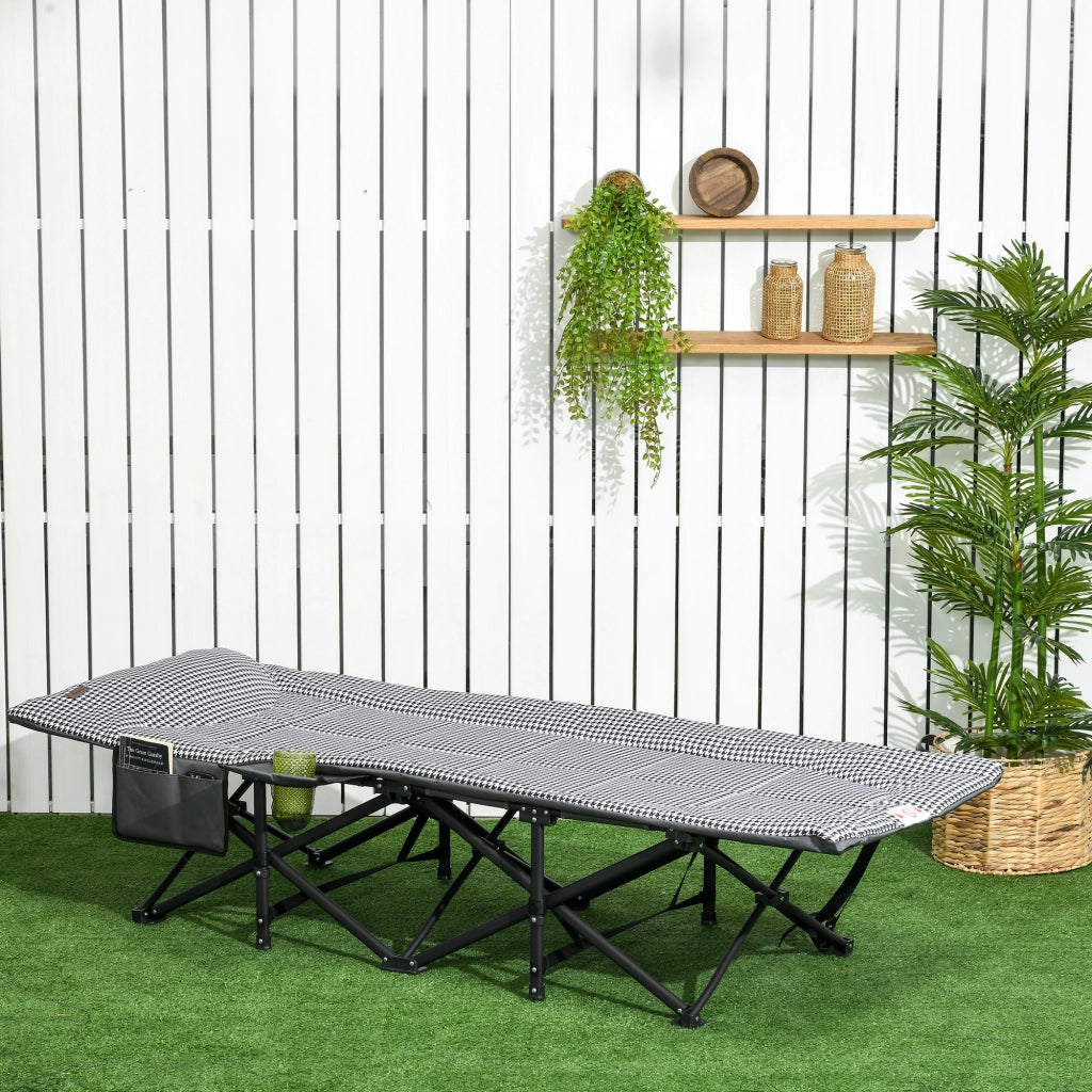 Letto da campeggio pieghevole ¨C zephmum ¨C nero con tasca laterale e portabicchieri