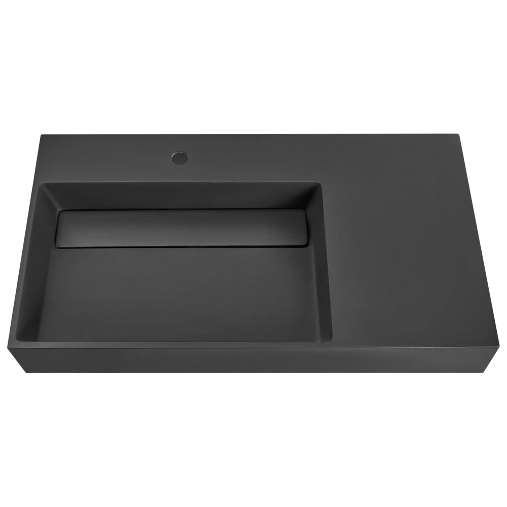 Lavabo bagno rettangolare in ceramica nera 90 x 48 cm Lavello da bagno rettangolare