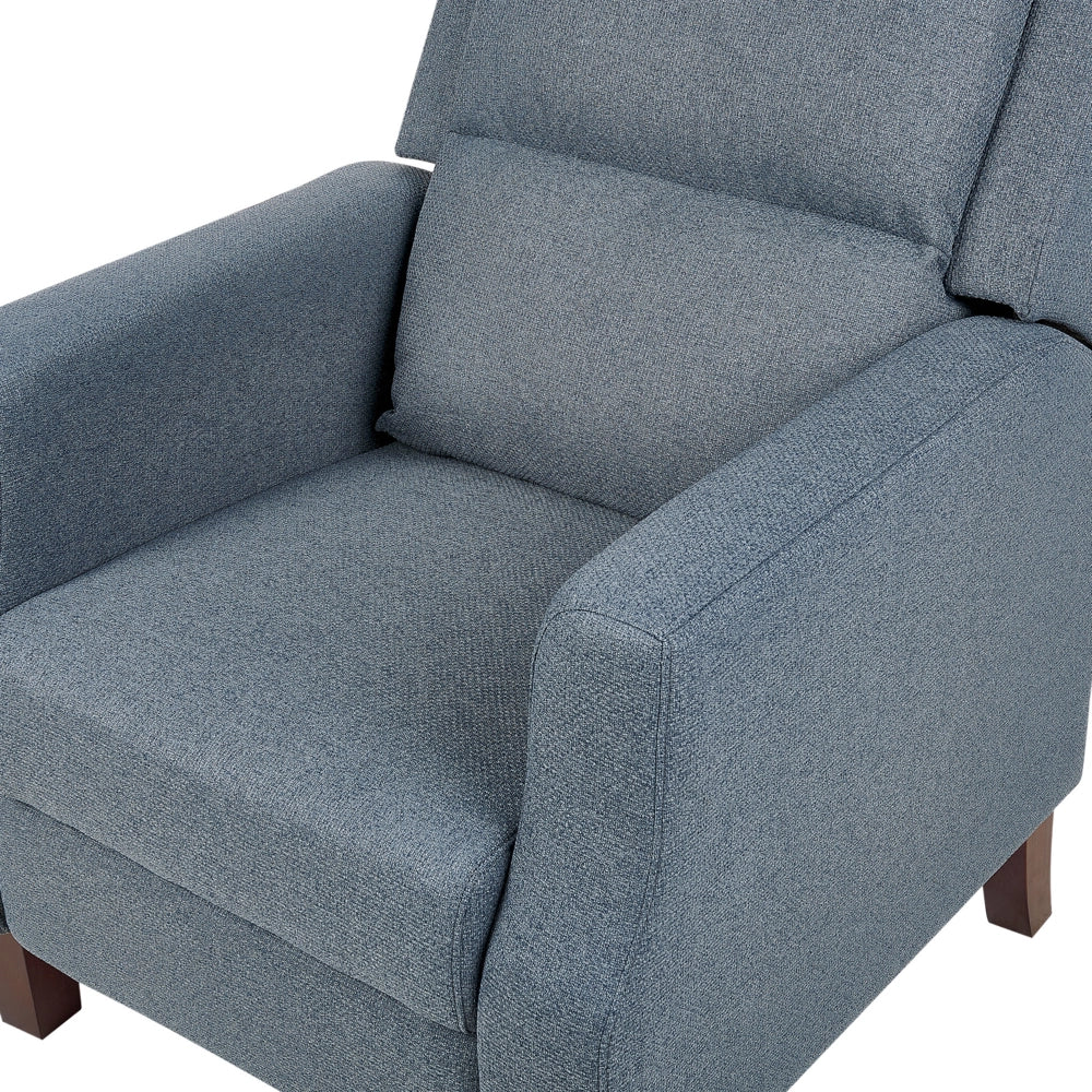 Poltrona reclinabile con schienale regolabile e poggiapiedi in tessuto blu stile retrò soggiorno camera da letto salotto