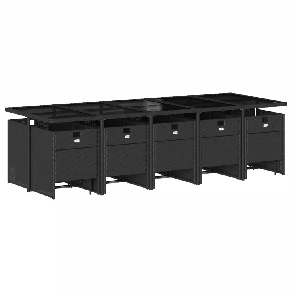 Set da Pranzo da Giardino 15 pz con Cuscini Nero in Polyrattan 3277757