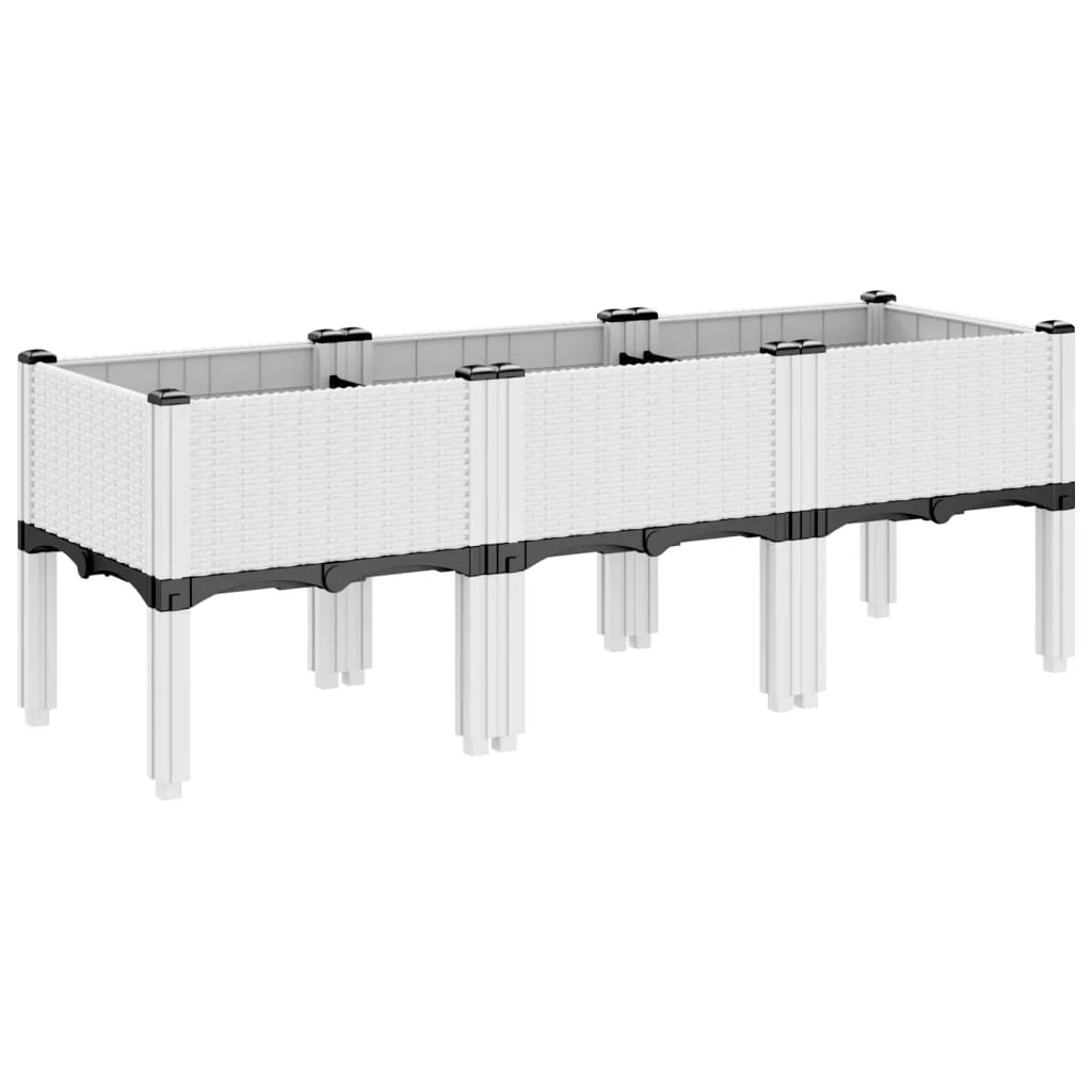 Fioriera rialzata per piante fiori patio giardino con gambe 120 x 40 x 42 cm PP bianco 02_0038149