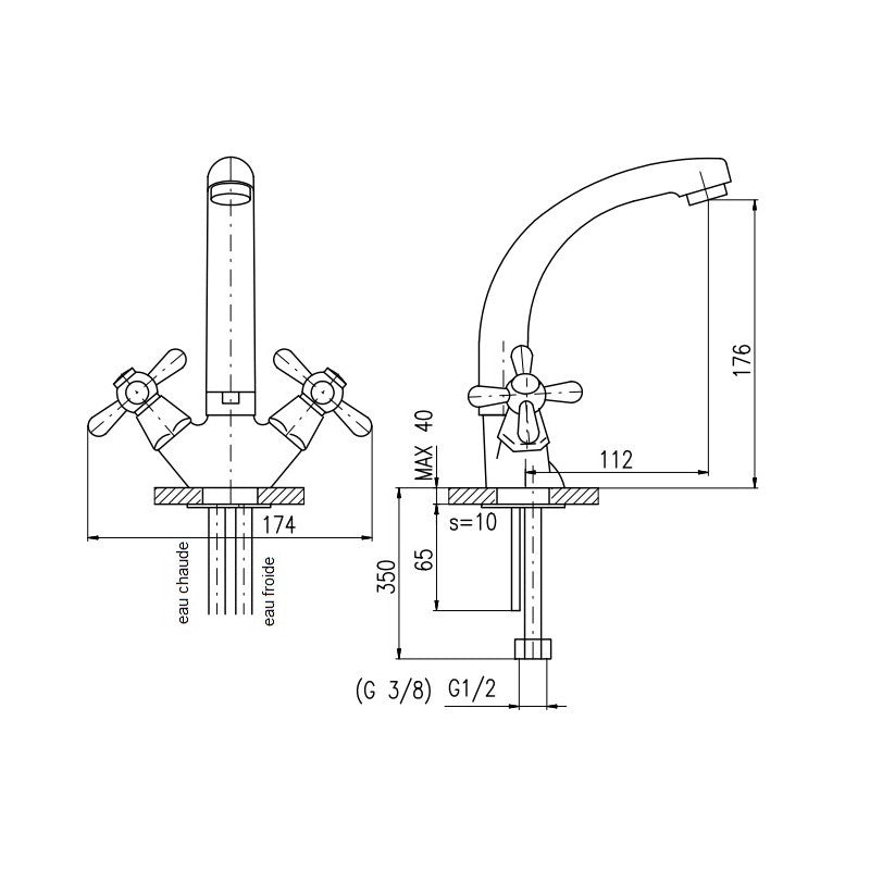 MORAVA Miscelatore Lavabo Alto con Braccio Girevole in Cromo H 17,6 cm
