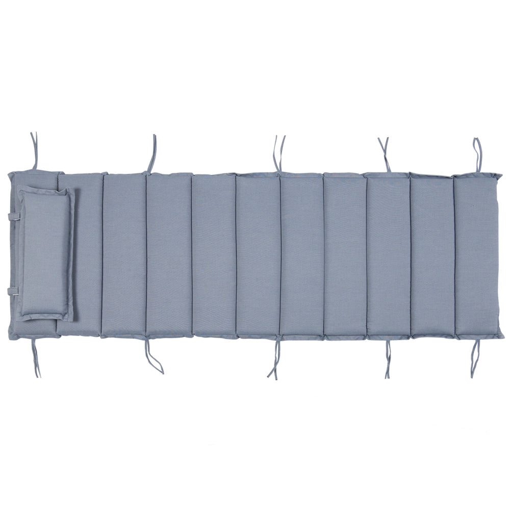 Cuscino prendisole in tessuto blu 180 x 60 cm imbottito con cuscino per la testa