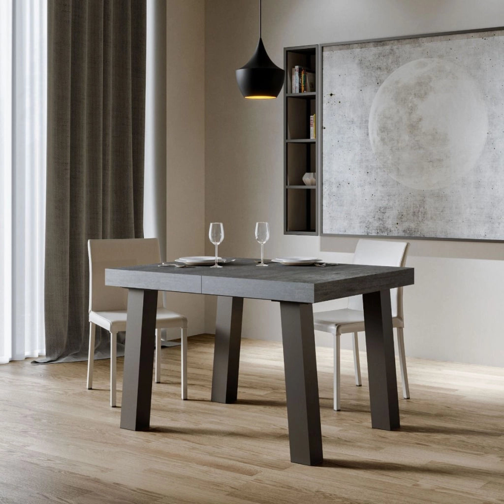 Tavolo Allungabile 120-224x90x77 cm Bridge Cemento Telaio Antracite