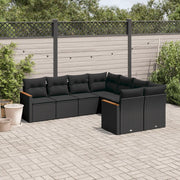 Set Divani da Giardino con Cuscini 8 pz Nero in Polyrattan 3258954