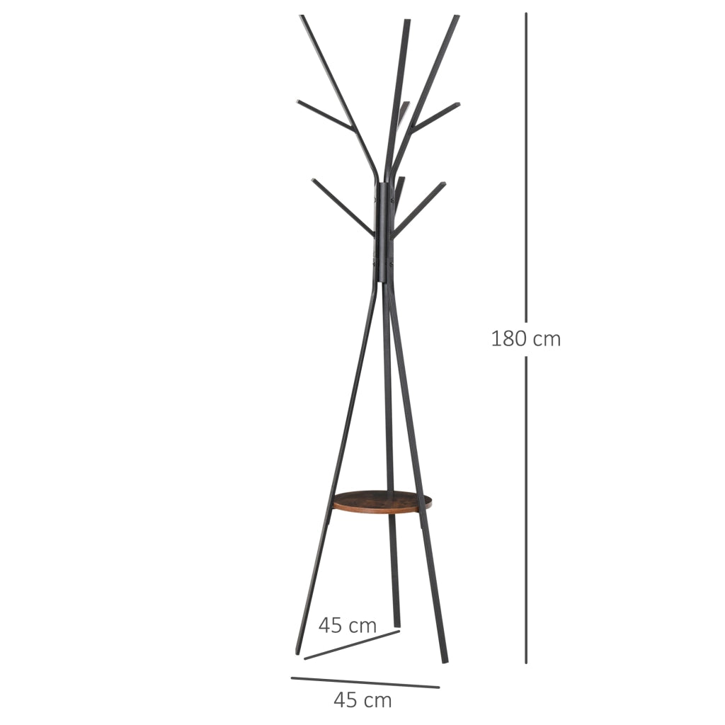 Appendiabiti da Ingresso ¨C Xylo ¨C 7 Ganci Metallo Nero e Legno Marrone Stile Scandinavo
