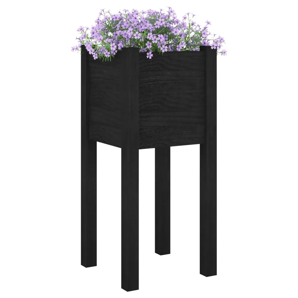 Fioriera da Giardino Nera 31x31x70 cm in Legno Massello di Pino 810787