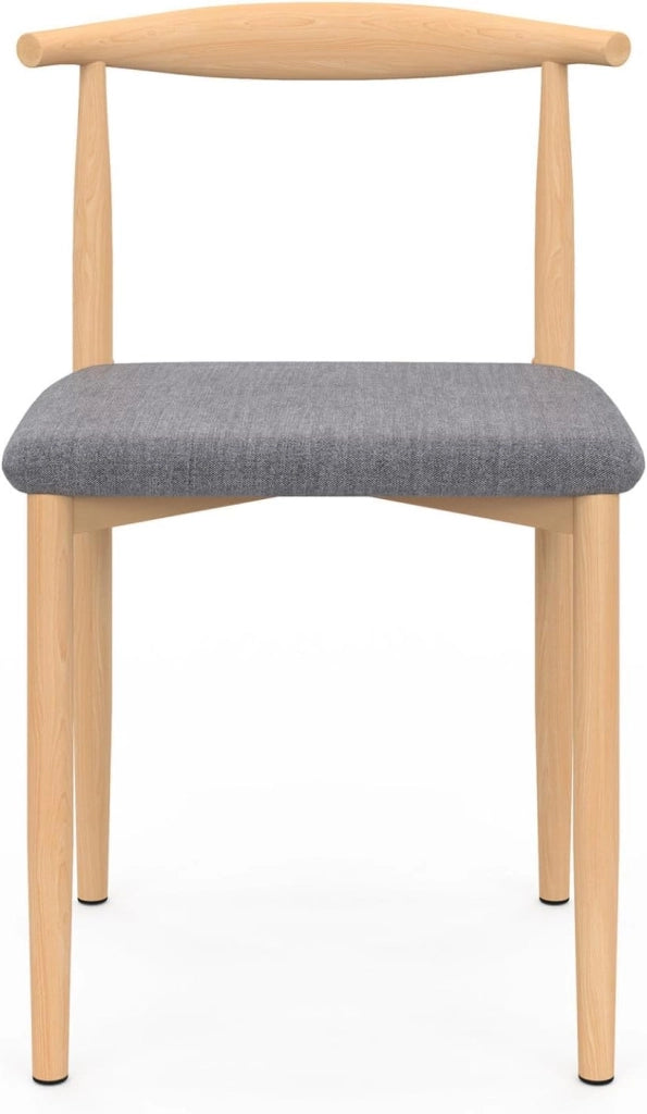 Set di 6 sedie da pranzo NOE in finto legno con sedute in tessuto grigio chiaro