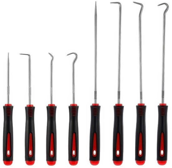 Set di uncini e punte - Precisie Haakset - Gegalvaniseerd - Rood - Gereadattori di autoreparazione - Adatto per serbatoi e guarnizioni - 8 pezzi