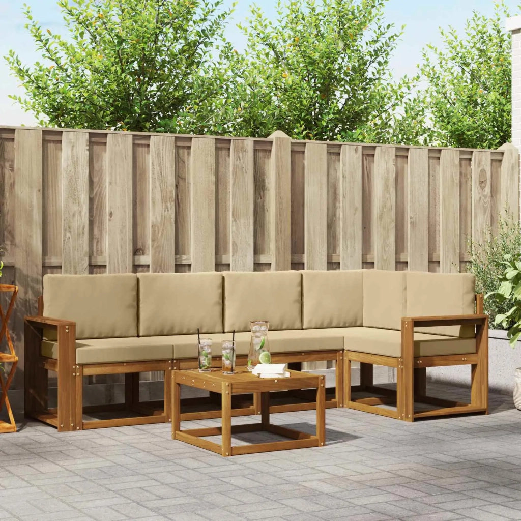 Set di divani da esterno con cuscino 6 pcs Naturale e Beige 3366436