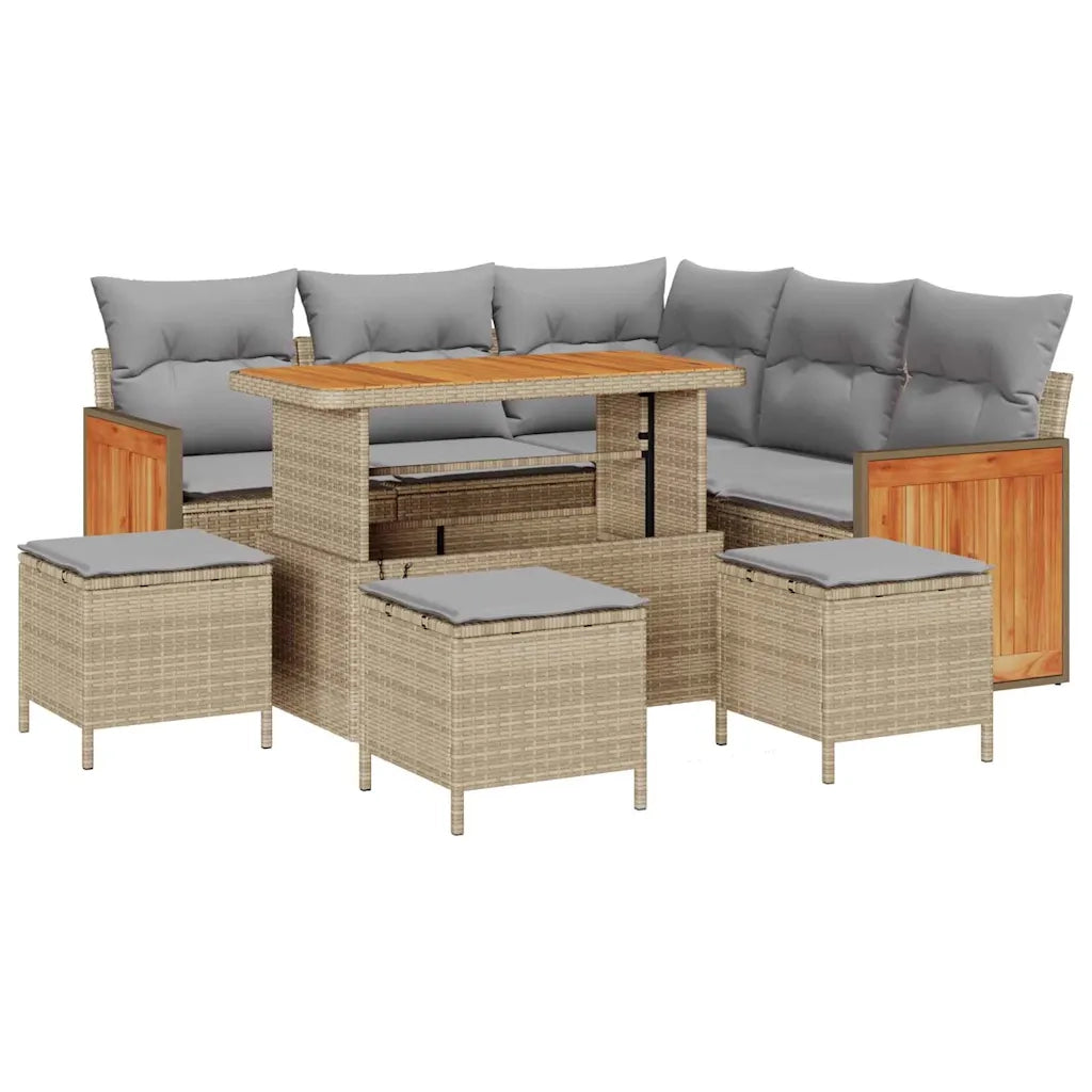 Set Divano da Giardino 9 pcs Beige e Grigio Chiaro polyrattan 3365262