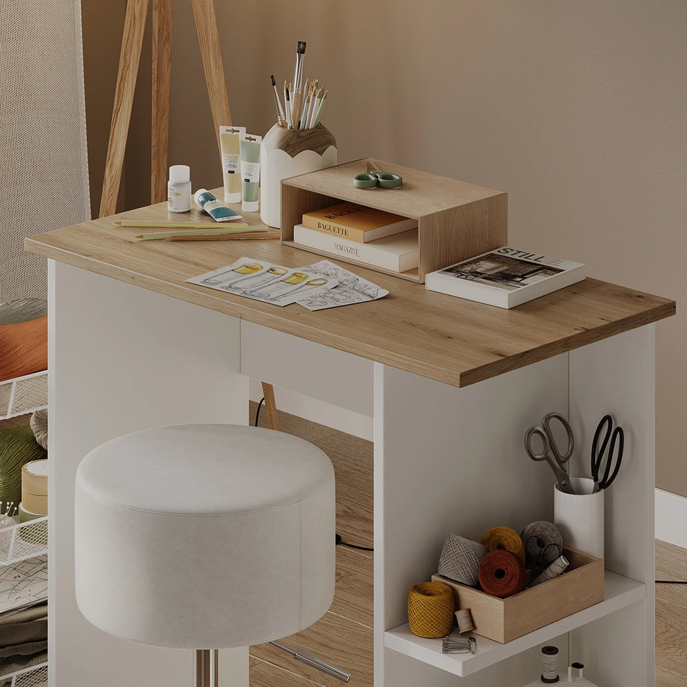 Vicco Scrivania con ripiani Bianco/Artisan 80 x 40 cm